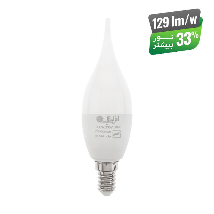 لامپ LED حبابی اشکی لوستری 6.6 وات افراتاب پایه E14 مدل AF-TC-7HE